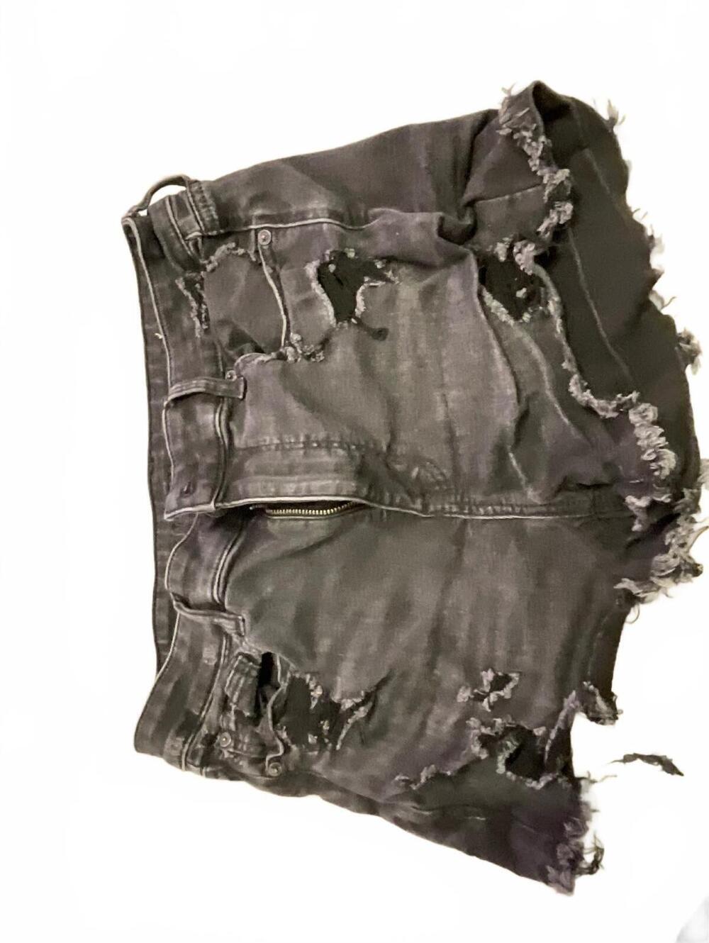 American Eagle Black Distressed Denim Shorts